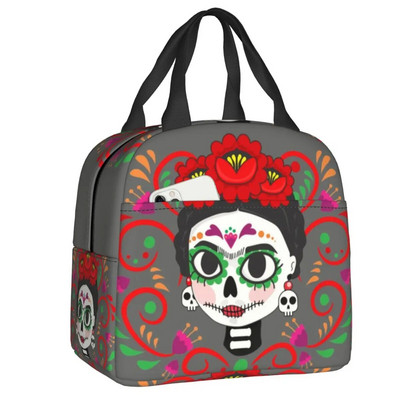 Mehhiko suhkru pealuu surnute päev. Kunstiga isoleeritud lõunakotid naistele taaskasutatavad termilised jahuti toidud lõunasöögikarbid väljas telkimisreisid