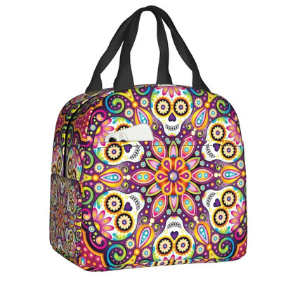 Mehhiko suhkru pealuu surnute päev. Kunstiga isoleeritud lõunakotid naistele taaskasutatavad termilised jahuti toidud lõunasöögikarbid väljas telkimisreisid