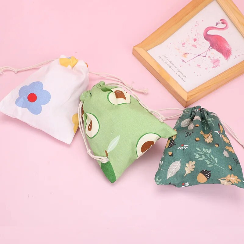 Medvilninis lininis gėlių laikymo raištelių maišelis Moteriškas apdailos laikymo maišelis Mielas makiažo krepšys Kalėdų dovanų saldainių papuošalų organizatorius