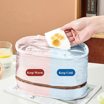 Στρογγυλή φορητή θερμική τσάντα για μεσημεριανό Φορητό πακέτο ψύξης πάγου Μόνωση για πικ-νικ Τσάντες αποθήκευσης τροφίμων Σχολικό δοχείο για δείπνο Bento