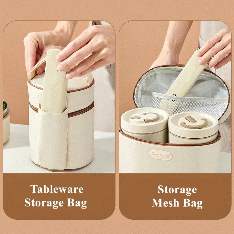 Στρογγυλή φορητή θερμική τσάντα για μεσημεριανό Φορητό πακέτο ψύξης πάγου Μόνωση για πικ-νικ Τσάντες αποθήκευσης τροφίμων Σχολικό δοχείο για δείπνο Bento