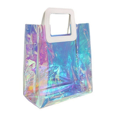 Creative Transparent Tote Bag Holographic Rainbow Color Τσάντα αγορών Τσάντα πολλαπλών χρήσεων μεγάλης χωρητικότητας με έναν ώμο