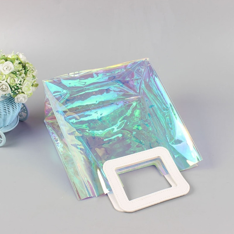 Creative Transparent Tote Bag Holographic Rainbow Color Τσάντα αγορών Τσάντα πολλαπλών χρήσεων μεγάλης χωρητικότητας με έναν ώμο