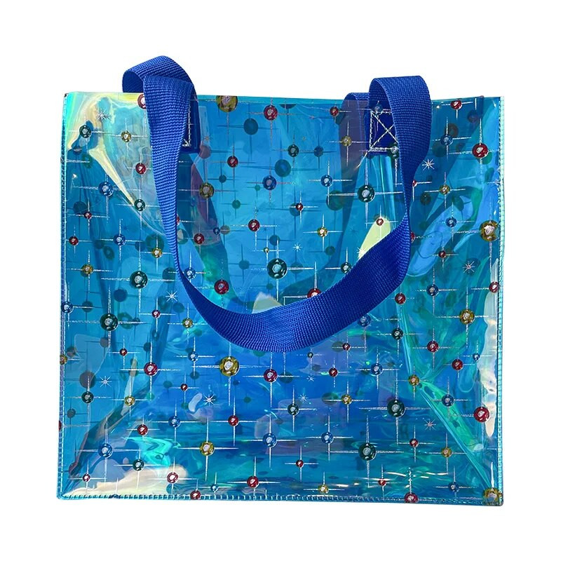 Hologrāfiska apdruka Caurspīdīgs TPU Tote iepirkumu somas Videi draudzīgs Pārnēsājams Lielas ietilpības ūdensnecaurlaidīgs materiāls Caurspīdīga piepilsētas soma