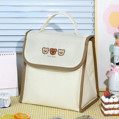 Jauka multfilma, izšūta audekls, liela ietilpība ēdienreižu soma ar atloku pusdienu kastes soma termiski saglabājama soma ar rāvējslēdzēju sieviešu rokassomiņa