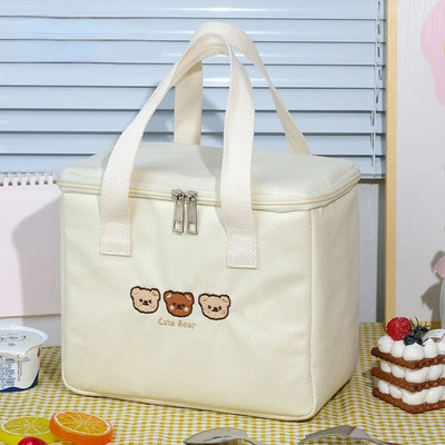 Jauka multfilma, izšūta audekls, liela ietilpība ēdienreižu soma ar atloku pusdienu kastes soma termiski saglabājama soma ar rāvējslēdzēju sieviešu rokassomiņa