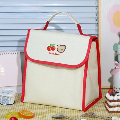 Jauka multfilma, izšūta audekls, liela ietilpība ēdienreižu soma ar atloku pusdienu kastes soma termiski saglabājama soma ar rāvējslēdzēju sieviešu rokassomiņa