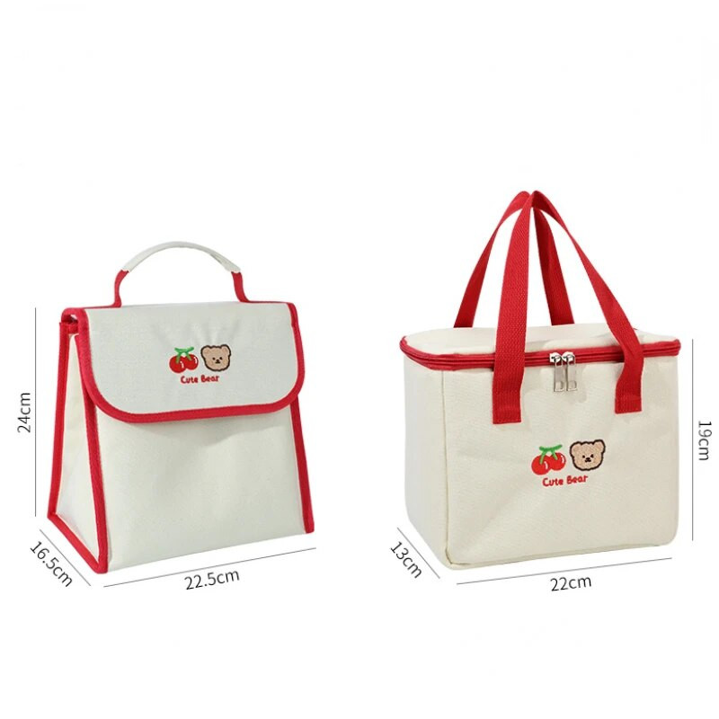 Jauka multfilma, izšūta audekls, liela ietilpība ēdienreižu soma ar atloku pusdienu kastes soma termiski saglabājama soma ar rāvējslēdzēju sieviešu rokassomiņa