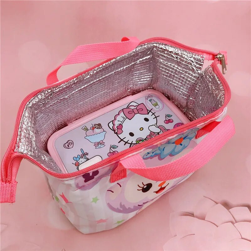 Sanrio Cartoons paksendatud alumiiniumfooliumist lõunakarbikott 22x13x15cm Hello Kitty Melody käekott Anime kaasaskantavad poe isolatsioonikotid