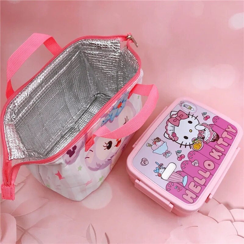 Sanrio Cartoons paksendatud alumiiniumfooliumist lõunakarbikott 22x13x15cm Hello Kitty Melody käekott Anime kaasaskantavad poe isolatsioonikotid