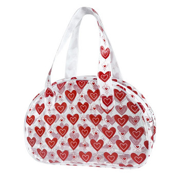 Φορητή καθαρή τσάντα μακιγιάζ αδιάβροχες τσάντες Half-moon με φερμουάρ, Heart Patter Cosmetic Pouch, για γυναίκες Δώρο για την Ημέρα του Αγίου Βαλεντίνου