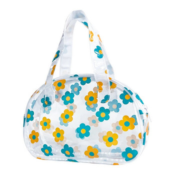 Козметична чанта с щампа на цветя Прозрачни чанти за грим с цип Калъф за красота Органайзер за пътуване Органайзер за съхранение на тоалетни принадлежности Чанта за пране за баня