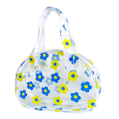 Ziedu apdrukas kosmētikas somiņas Caurspīdīgas kosmētikas somas ar rāvējslēdzēju Beauty Case Travel Make Up Organizer Glabāšana Vannas tualetes piederumu mazgāšanas maisiņš