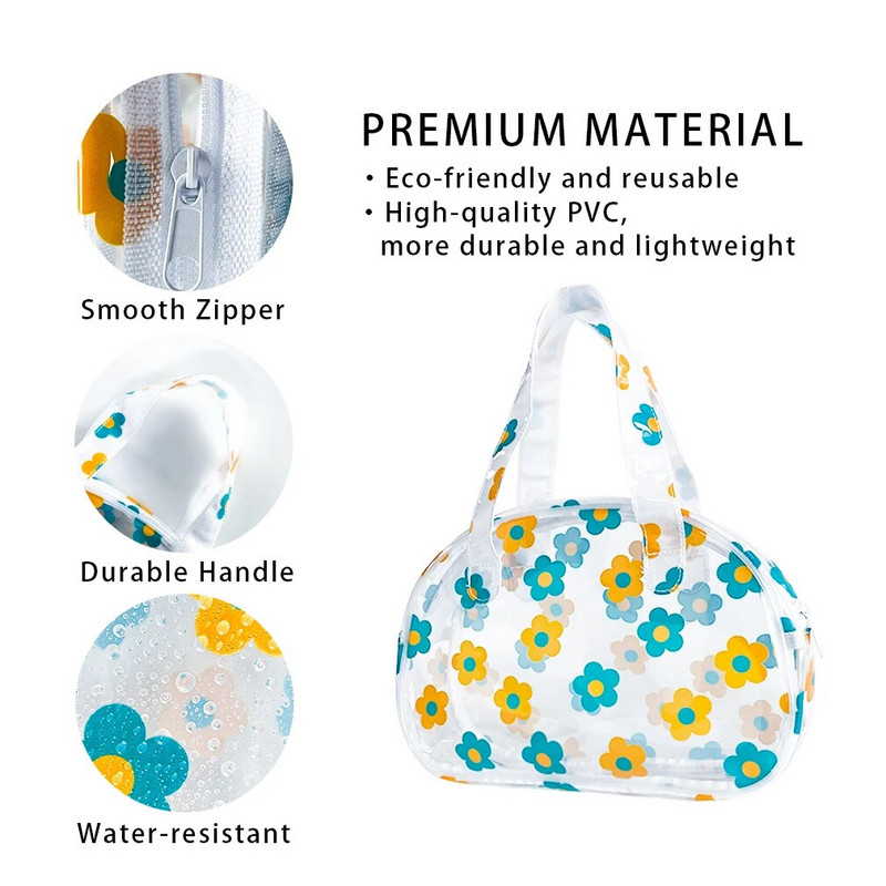 Ziedu apdrukas kosmētikas somiņas Caurspīdīgas kosmētikas somas ar rāvējslēdzēju Beauty Case Travel Make Up Organizer Glabāšana Vannas tualetes piederumu mazgāšanas maisiņš