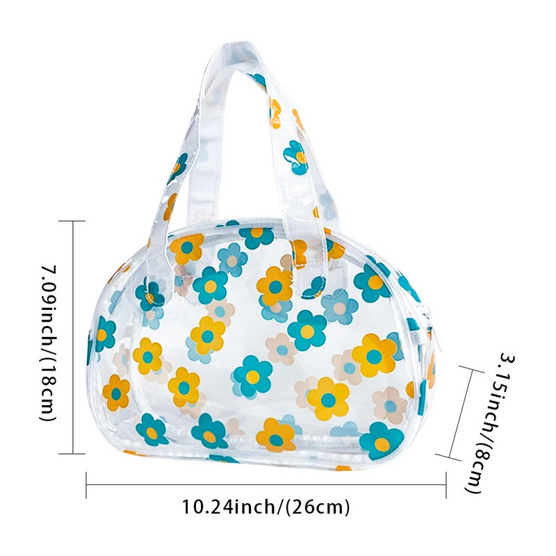 Ziedu apdrukas kosmētikas somiņas Caurspīdīgas kosmētikas somas ar rāvējslēdzēju Beauty Case Travel Make Up Organizer Glabāšana Vannas tualetes piederumu mazgāšanas maisiņš