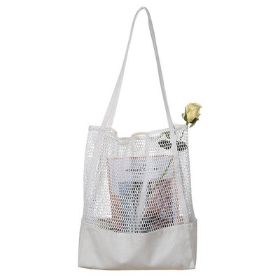 Γυναικεία τσάντα με δίχτυα ψαρέματος με κούφιο άνοιγμα Casual τσάντα μονόχρωμη μεγάλη χωρητικότητα Μαλακή καλοκαιρινή τσάντα για ψώνια