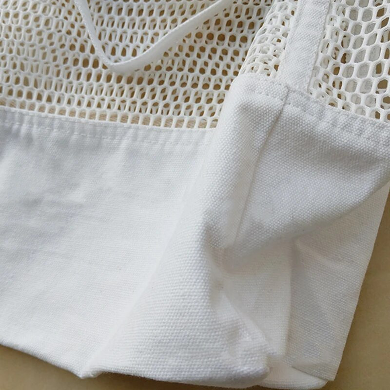 Γυναικεία τσάντα με δίχτυα ψαρέματος με κούφιο άνοιγμα Casual τσάντα μονόχρωμη μεγάλη χωρητικότητα Μαλακή καλοκαιρινή τσάντα για ψώνια