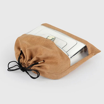 Τσάντα χειρός Suede Dust Cover υφασμάτινες τσάντες με κορδόνι με φιλμ PE διαφανές παράθυρο Γυναικείο πολυτελές προστατευτικό πορτοφολιού