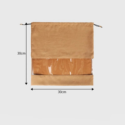 Rokassomu zamšādas putekļu pārklājuma auduma aukliņu somas ar PE plēvi, caurspīdīgu logu, sieviešu luksusa naudas maka aizsargs