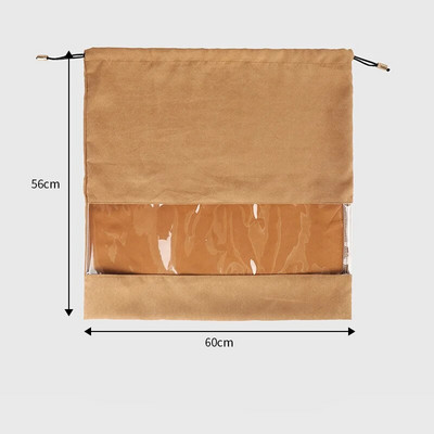 Rokassomu zamšādas putekļu pārklājuma auduma aukliņu somas ar PE plēvi, caurspīdīgu logu, sieviešu luksusa naudas maka aizsargs