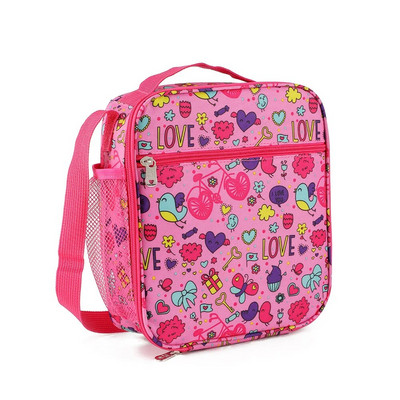 2023. gada jauna multfilma bērnu pusdienu soma studentiem, vertikāla Crossbody Bento bags, meitene brīvā dabā, viena pleca ledus soma