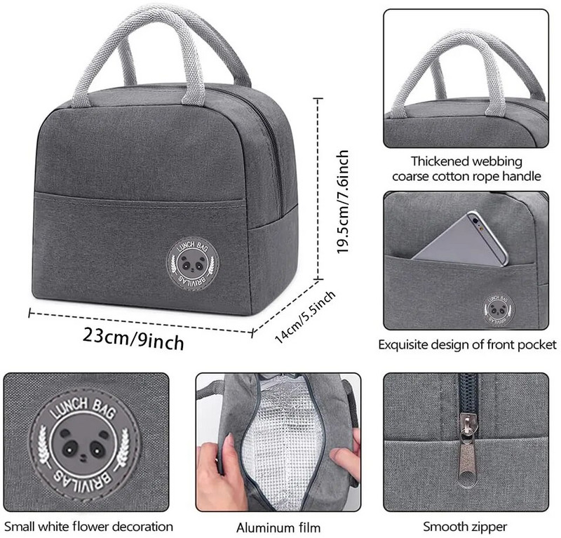 2023. gads. Sievietēm izolētas termiskās pusdienu somas Darba bērnu pārnēsājamas ekoloģiskās rokassomiņas Ledus dzesētāja kastes komplekts, pārtikas pusdienu kastes piknika maisiņš