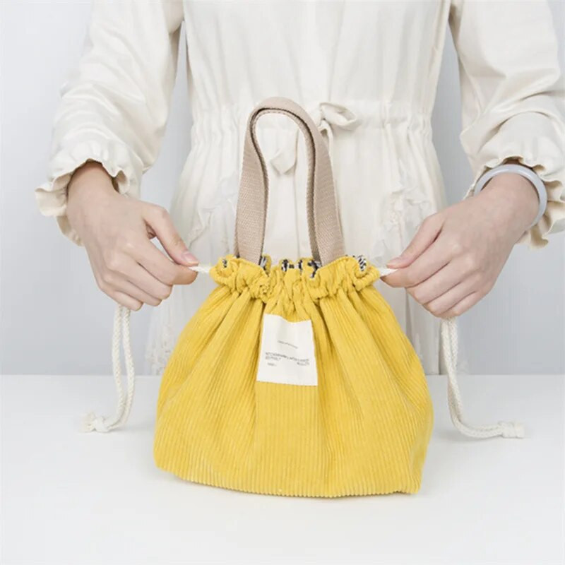 Lõunakott Velvetist lõuendist lõunakarp Pingutusnöör Piknikukott ökopuuvillasest riidest väike käekott Õhtusöögikonteiner Toidu hoiukotid