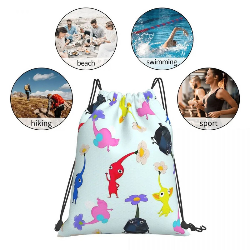 Pikmin Pikmin Krāsainas Spēles Savelkamās Auklas Somas Sporta Ūdensnecaurlaidīgās Glabāšanas Organizēt Salikt kabatas virves somu