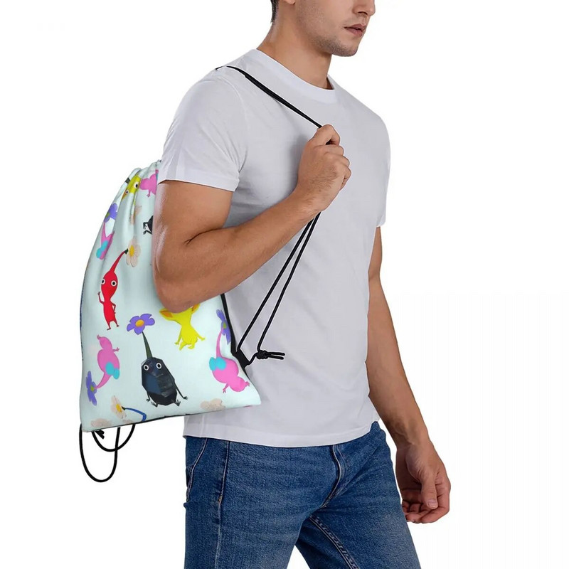 Pikmin Pikmin Krāsainas Spēles Savelkamās Auklas Somas Sporta Ūdensnecaurlaidīgās Glabāšanas Organizēt Salikt kabatas virves somu