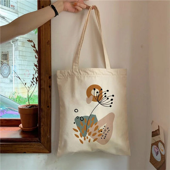 Τσάντες ώμου μόδας Μεγάλης χωρητικότητας Μαθητική τσάντα βιβλίου Retro Boho Plants Αισθητικός καμβάς τσάντα tote Lady Handbag Harajuku Flower