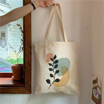 Модни чанти през рамо Студентска учебна чанта с голям капацитет Ретро бохо растения Естетична платнена чанта Дамска чанта Harajuku Flower