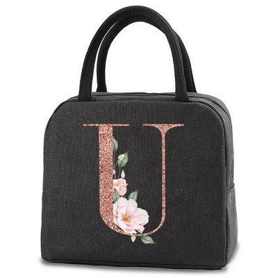 Pusdienu soma bērniem Sievietēm izolēta pārnēsājama rožu zelta burtu audekla dzesētāja soma Termiskā ēdiena konteiners Darba skolas piknika rokassomiņa