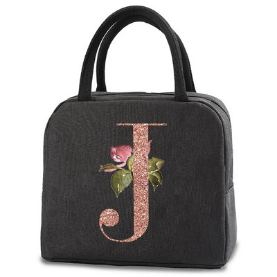 Pusdienu soma bērniem Sievietēm izolēta pārnēsājama rožu zelta burtu audekla dzesētāja soma Termiskā ēdiena konteiners Darba skolas piknika rokassomiņa