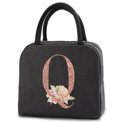 Pusdienu soma bērniem Sievietēm izolēta pārnēsājama rožu zelta burtu audekla dzesētāja soma Termiskā ēdiena konteiners Darba skolas piknika rokassomiņa