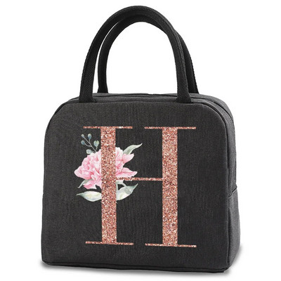 Pusdienu soma bērniem Sievietēm izolēta pārnēsājama rožu zelta burtu audekla dzesētāja soma Termiskā ēdiena konteiners Darba skolas piknika rokassomiņa