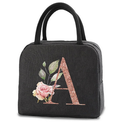 Pusdienu soma bērniem Sievietēm izolēta pārnēsājama rožu zelta burtu audekla dzesētāja soma Termiskā ēdiena konteiners Darba skolas piknika rokassomiņa