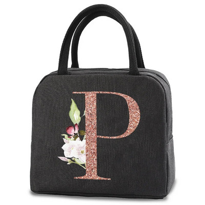 Pusdienu soma bērniem Sievietēm izolēta pārnēsājama rožu zelta burtu audekla dzesētāja soma Termiskā ēdiena konteiners Darba skolas piknika rokassomiņa