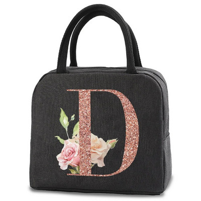 Pusdienu soma bērniem Sievietēm izolēta pārnēsājama rožu zelta burtu audekla dzesētāja soma Termiskā ēdiena konteiners Darba skolas piknika rokassomiņa