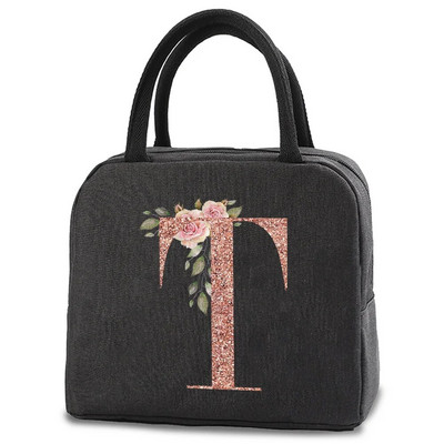 Pusdienu soma bērniem Sievietēm izolēta pārnēsājama rožu zelta burtu audekla dzesētāja soma Termiskā ēdiena konteiners Darba skolas piknika rokassomiņa