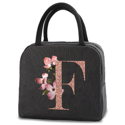 Pusdienu soma bērniem Sievietēm izolēta pārnēsājama rožu zelta burtu audekla dzesētāja soma Termiskā ēdiena konteiners Darba skolas piknika rokassomiņa
