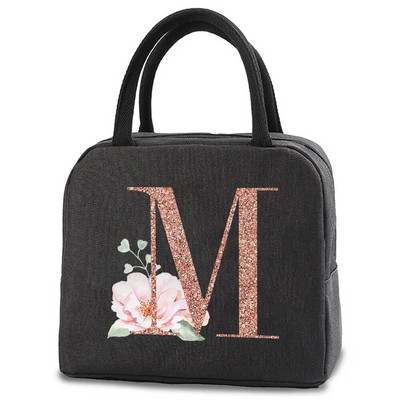 Pusdienu soma bērniem Sievietēm izolēta pārnēsājama rožu zelta burtu audekla dzesētāja soma Termiskā ēdiena konteiners Darba skolas piknika rokassomiņa