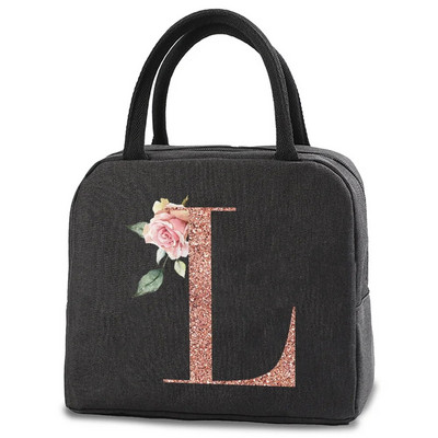 Pusdienu soma bērniem Sievietēm izolēta pārnēsājama rožu zelta burtu audekla dzesētāja soma Termiskā ēdiena konteiners Darba skolas piknika rokassomiņa