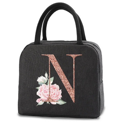 Pusdienu soma bērniem Sievietēm izolēta pārnēsājama rožu zelta burtu audekla dzesētāja soma Termiskā ēdiena konteiners Darba skolas piknika rokassomiņa