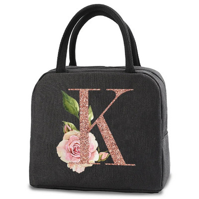 Pusdienu soma bērniem Sievietēm izolēta pārnēsājama rožu zelta burtu audekla dzesētāja soma Termiskā ēdiena konteiners Darba skolas piknika rokassomiņa