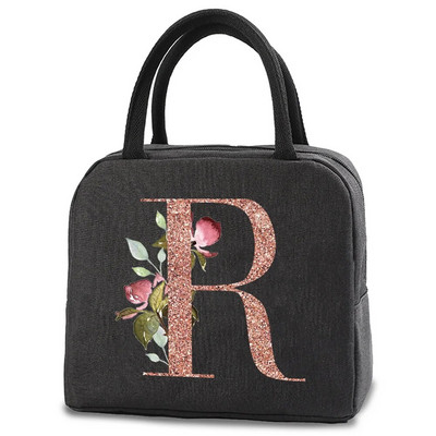 Pusdienu soma bērniem Sievietēm izolēta pārnēsājama rožu zelta burtu audekla dzesētāja soma Termiskā ēdiena konteiners Darba skolas piknika rokassomiņa