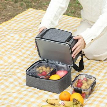 Квадратни термични чанти за обяд с голям капацитет Преносима хладилна чанта Изолирани чанти за храна за работа Училищни чанти за пикник Бенто с цип