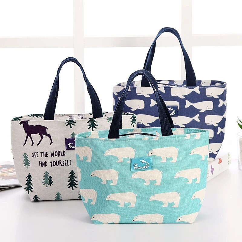 1 gab Pusdienu soma Sievietēm smieklīga multfilma bērniem Bento Svaigi aukstuma somas flamingo termo brokastu pārtikas kaste pārnēsājams piknika ceļojums