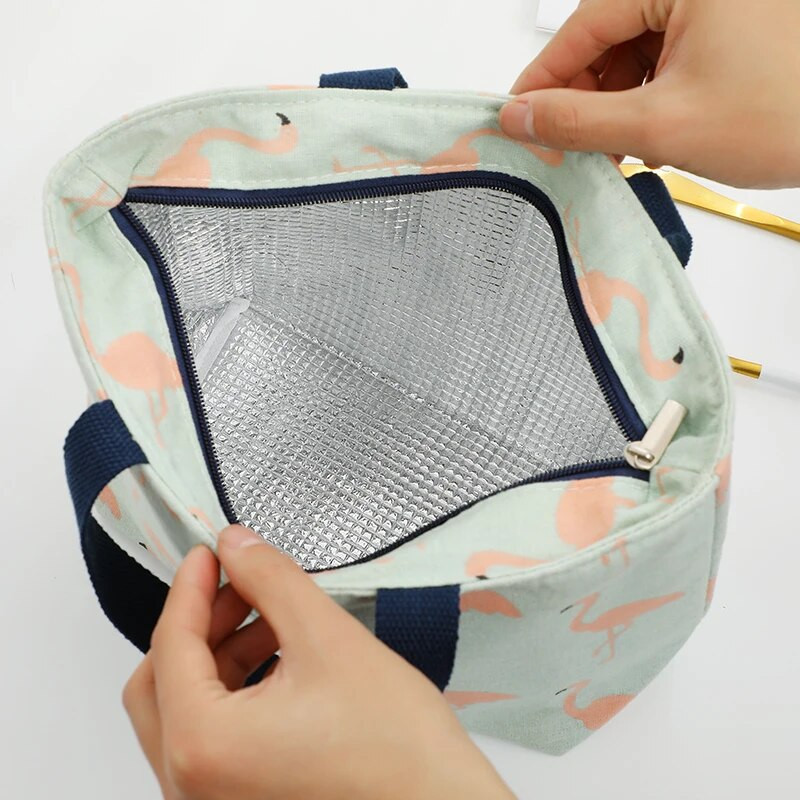 1 gab Pusdienu soma Sievietēm smieklīga multfilma bērniem Bento Svaigi aukstuma somas flamingo termo brokastu pārtikas kaste pārnēsājams piknika ceļojums