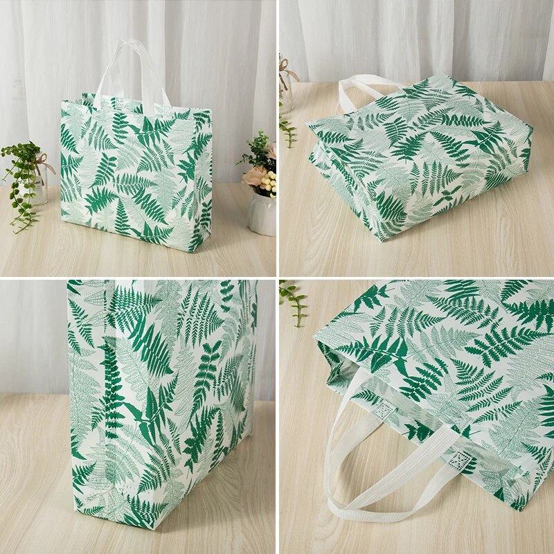 Ūdensnecaurlaidīgi iepirkumu maisiņi Lapas Apdruka Līdzi ņemama eko soma Sieviešu neaustā auduma Pārtikas maisiņu uzglabāšana Saliekamais maisiņš Iepirkumu maisiņš