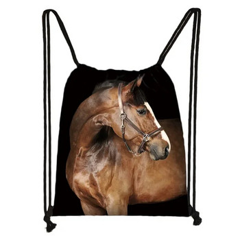 Elegent Animal Horse Print String Τσάντα Γυναικεία Ανδρική Τσάντα αποθήκευσης Μόδα Σακίδιο πλάτης Χαριτωμένο πόνυ για αγόρια τσάντα πλάτης Παιδική τσάντα δώρο